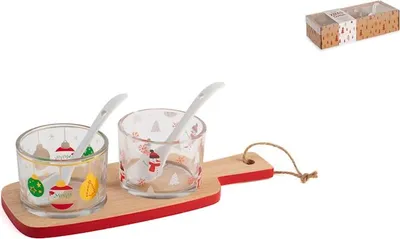 Image de Set de 5 décorations de Noël avec plateau en bambou