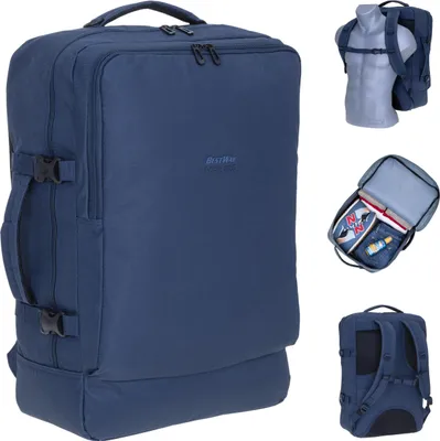 Produktbild von Rucksack Handgepäck Herren Damen Reiserucksack Bestway Cabin Pro 300 IATA Flug Gepäck 42 Liter Laptopfach 40324-0600 Dark Blue Blau + 1L Flüßigkeitenbeutel Elephant