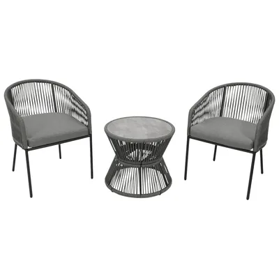 Produktbild von DEGAMO Sitzgruppe GartensetBistroset ANCONA 3-teilig Metall + Rope grau, Polster