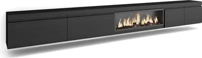 Produktbild von TV-Schrank, Lowboard, 368x35x45cm, Elektrokamin XXL, Hängend, Schwarz