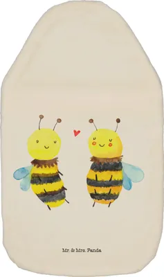 Produktbild von Mr. & Mrs. Panda wärmebeutel Biene Verliebt - Weiß - Geschenk, Bettflasche, Wärmflasche mit Bezug, Bettflaschen, Wärmekissen, Kuschelwärmflasche