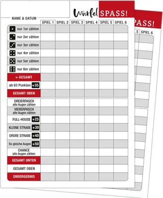 Produktbild von Würfelspiel Block für Senioren DIN A5 - Extra große Schrift / Zahlen | Ersatzblöcke 2er Set Knobelblock | Seniorenspiele Spielblock auch für Kinder