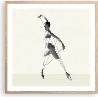Produktbild von Gerahmtes Poster - Rahmen in heller Eiche - Surreal Ballerina Marionette - 60x60 cm - Wand Bild - Wanddeko - Wandbilder - Kunstposter - Wandposter - Bilderrahmen - Bilder - P2NAC60x60-4812