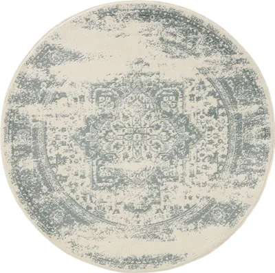 Zdjęcie produktu dla benuta vintage dywan do salonu Suki Kremowy/Miętowy ø 120 cm okrągły dywan do salonu sypialni miękki orientalny