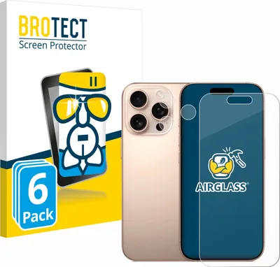 Produktbild von 6x BROTECT Schutzglas für Apple iPhone 16 Pro (Display+Kamera) Schutzfolie Panzer Folie Glas Display Schutz klar