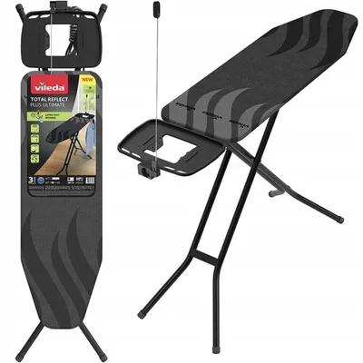Produktbild von Bügelbrett 120 x 38 cm mit Steckdose, XXL-Ablage, höhenverstellbar 77–97 cm