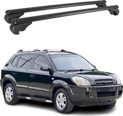 Image de Barres de toit Transversales pour Hyundai Tucson 2004-2009 Aluminium Noir