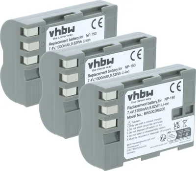 Produktbild von vhbw 3x Akku Ersatz für Fuji NP-150 für Kamera (1300 mAh, 7,2 V, Li-Ion)