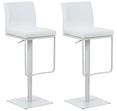 Produktbild von CLP 2er Set Barhocker Panama Kunstlederbezug drehbar höhenverstellbar bis 240 kg | Farbe weiß Gestell Farbe weiß