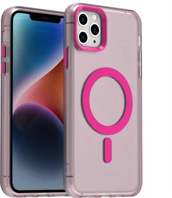 Produktbild von Handyhülle für iPhone 12 Pro Max, Hülle Kompatibel mit MagSafe, Schlank Durchscheinend Matt Stoßfest Schutzhülle Rot