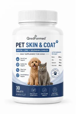 Imagen del producto de COMPLEJO PARA LA PIEL Y EL PELO DE MASCOTAS - Biotina + Zinc + Selenio - 30 tabletas