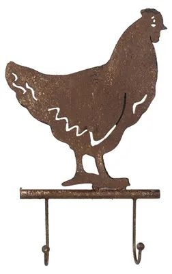 Image de Clayre & Eef Portemanteau mural Poulet 21x5x33 cm Brun Métal