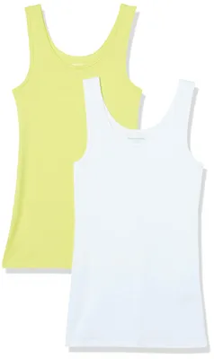Immagine prodotto di Canottiera da donna Essentials, vestibilità aderente, confezione da 2, giallo/bianco, taglia L
