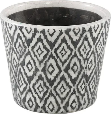 Zdjęcie produktu dla Okrągła ceramiczna doniczka BEIRE, biało-czarna Wielkość: L