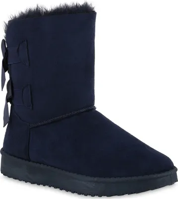 Produktbild von VAN HILL Damen Warm Gefütterte Winter Boots Stiefeletten Kunstfell Schuhe 902278, Farbe: Dunkelblau, Größe: 37