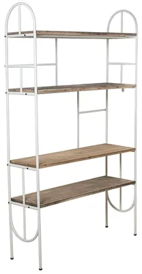 Standregal mit 4 Böden, Holz/Metall, Weiß/Natur, 100x30x170 cm