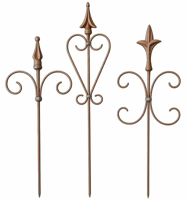 Produktbild von Gartenstecker 3er Set aus Metall, Edelrost, 80 cm, Vintage Landhaus Stil, für Beet, Blumentopf und