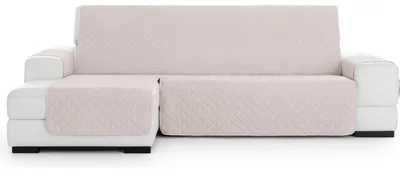 Chaiselong-Bezug links gesteppt rutschfest beige waschbar