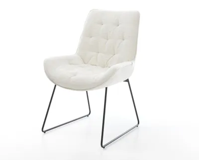 Produktbild von DELIFE Esszimmerstuhl Taimi-Flex Bouclé Soft Beige Kufengestell Schwarz