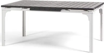 Immagine prodotto di Tavolo da esterno allungabile 180/240x90cm, struttura in acciaio, piano in legno, 10 persone, per giardino o terrazza - THOMAS XL - Bianco/grigio
