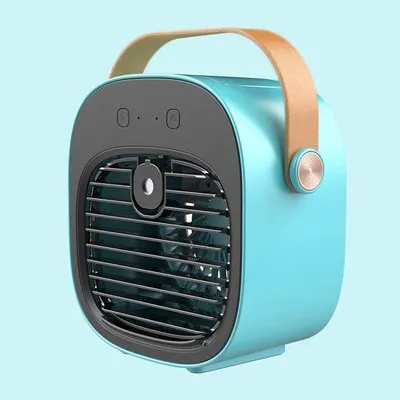 Produktbild von Portable Mini-Klimaanlage, oplaadbare Luftbefeuchter, persönlicher Luftkühler, 3 Geschwindigkeitsstufen, kleine Tischklimaanlage, für Schlafzimmer, Büros und Außenbereiche, blau.