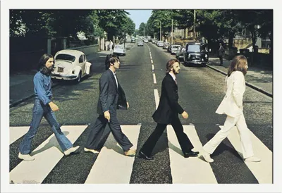 Image de Beatles, The - Poster - Abbey Road + cadre amovible, Shinsuke® Maxi MDF blanc, vitre acrylique
