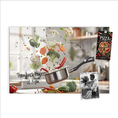 Produktbild von Magnettafel 90x60cm Pinnwand Whiteboard beschreibbar - Kochen Mit Gemüse