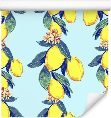 Produktbild von 10m VLIES TAPETE Rolle Esszimmer Obst Zitronen Blumen Blätter Aquarell XXL