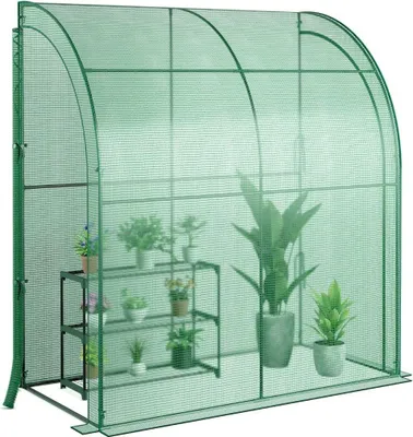 Zdjęcie produktu dla Szklarnia foliowa Mini szklarnia z półką na kwiaty 198,5 x 98 x 215 cm zielona