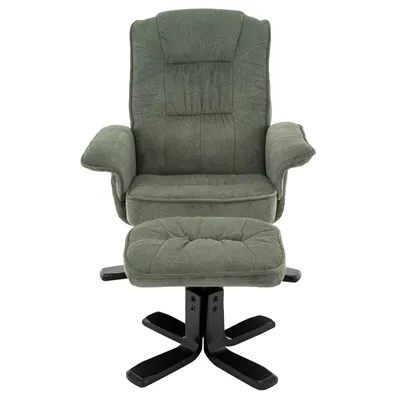 Produktbild von Relaxsessel CHARLY mit Hocker drehbar neigungsverstellbar grün [Max. Belastbarkeit 100 kg] für Wohnzimmer, TV-Sessel Fernsehsessel mit Liegefunktion Polstersessel und Hocker