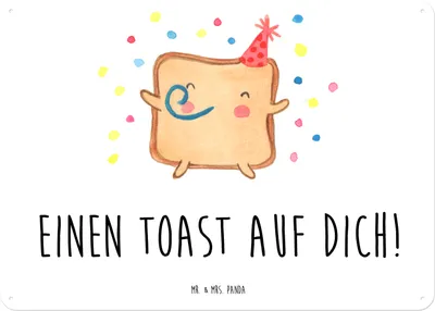 Produktbild von Mr. & Mrs. Panda tafel Toast Party DIN A5 - Weiß - Geschenk, Blechschild, Wandbild, Türschild, Hochzeitstag, Schild, Metall, Freundin, für Partner, Valentinstag, Männer