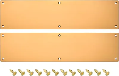 Produktbild von 2 Stück Türschutzplatten aus Aluminium, 4 x 16 Zoll für Außen- oder Hintertür, verhindert Eindringen, goldfarben