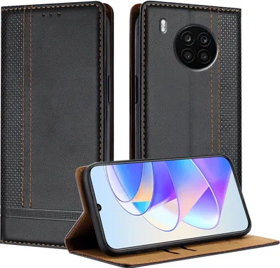 Obrázek produktu pro Pouzdro pro Huawei Nova 8i/Honor 50 Lite kožené flipové pouzdro s funkcí stojánku černé