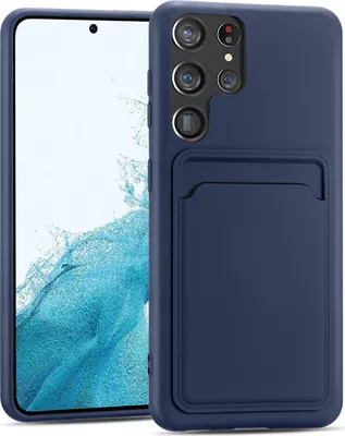 Produktbild von Conie Schutzhülle für Samsung Galaxy S23 Ultra mit Kartenfach Tasche Case Cover Bumper Silikon Hülle in Blau