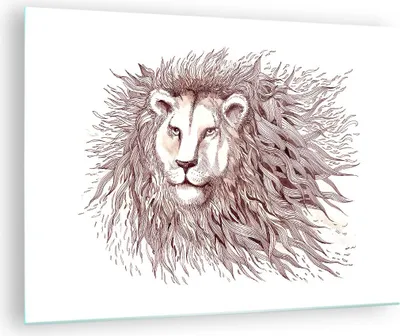 Produktbild von Bilder auf glas - Löwe König Tierwelt Pelz - 70x50cm - Glasbilder - Wandbilder - Kunstdruck - zum Aufhängen bereit - Wanddekoration aus Glas - Glas Bilder - Wandbild auf Glas - GAA70x50-3025