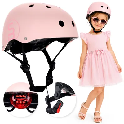Produktbild von Kinderhelm Fahrrad Helm Fahrradhelm PERFECT FIT S 50–54 cm LEICHT mit LED-Licht magnetischen Clips rosa