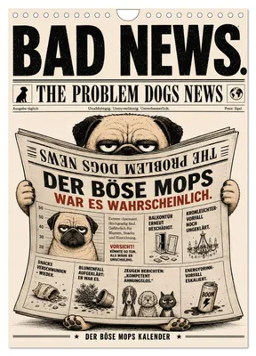Produktbild von Der böse Mops war es wahrscheinlich. (Wandkalender 2027 DIN A4 hoch), CALVENDO Monatskalender