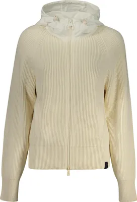 Produktbild von Weiße Damen-Strickjacke mit Kapuze und Reißverschluss, nachhaltig