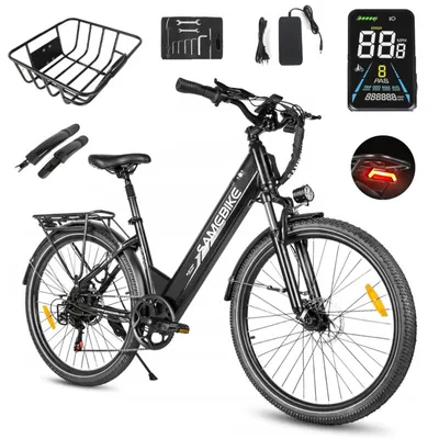 Produktbild von SAMEBIKE RS-A01 Pro E-Bike 26" 250W 90KM Reichweite 36V 15Ah Akku Shimano 7-Gang 150kg Belastbar Schwarz