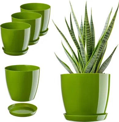 Obrázek produktu pro KADAX obal na květináč 20 cm stojan na květiny se stojanem zelený plast 3 kusy