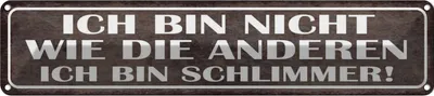 Produktbild von vianmo Blechschild 10x46 cm bin nicht wie andere schlimmer Spruch Zitat