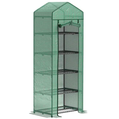 Produktbild von Fortuna Lai Gewächshaus mit Rolltür, Regale, winterfest Foliengewächshaus aus Stahl, Treibhaus für Balkon, Garten, Tomatenhaus 69 x 49 x 193 cm, Tomatengewächshaus für Tomaten, Gemüse, Blumen, Grün