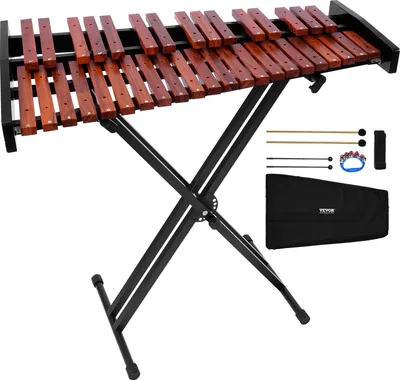 Immagine prodotto di VEVOR glockenspiel, 37 note, strumento a percussione xilofono professionale in legno, con supporto Acciaio al carbonio regolabile in altezza, 4 mazzuoli, borsa per il trasporto, set di strumenti musicali per principianti
