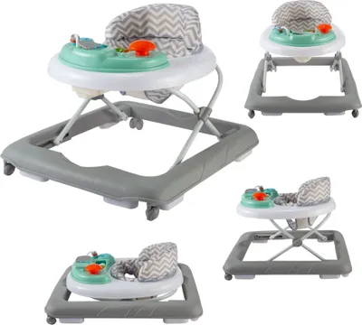 Produktbild von XAdventure® Lauflernhilfe Baby Walker höhenverstellbar, Gehfrei klappbar, Laufhilfe, Lauflernwagen, Laufstuhl mit Musik - Chevron Pastel Grau