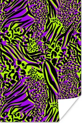 Produktbild von MuchoWow® Poster Neon - Lila - Grün - Tiermuster 80x120 cm - Papierdruck