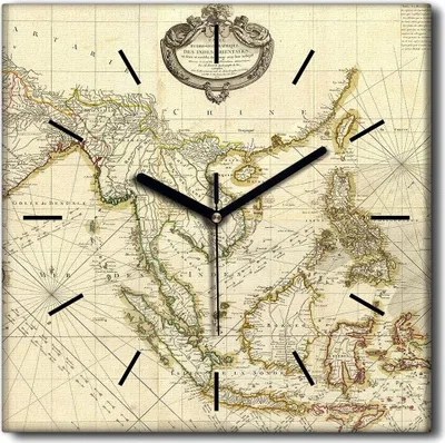 Produktbild von Coloray Uhr auf Leinwand 30x30 cm Wand Uhr Dekoration Wohnzimmer Segeltuch schwarze Hände -Vintage Retro-Karte