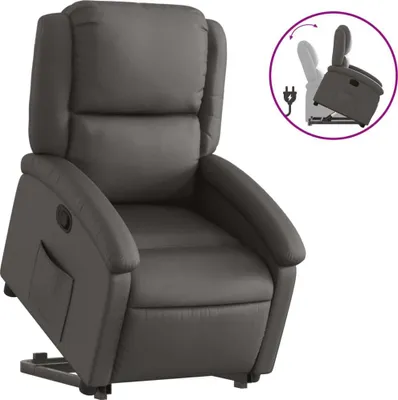 Produktbild von vidaXL Relaxsessel mit Aufstehhilfe Grau Echtleder