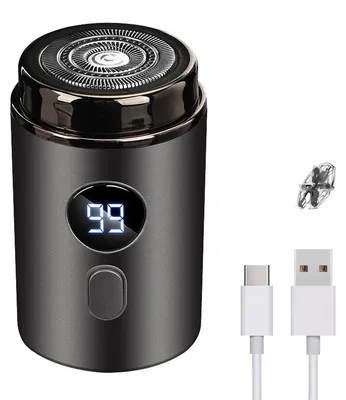 Produktbild von Elektrischer Rasierer Mini 4×7 cm 9000 RPM Scherkopf Edelstahl Doppelring USB-C Schnellladung mit Display für Männer Pflege