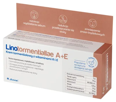 Krem odżywiający do twarzy na dzień Linotormentiallae A+E Ziołolek 50g