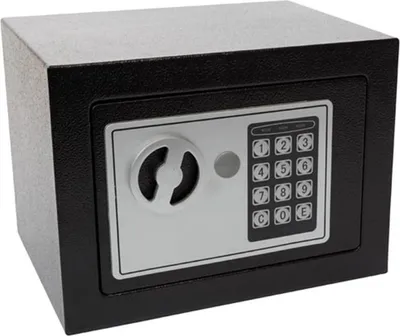 Produktbild von Perel Elektronischer Safe mit Zahlencode und Notschlüssel, kompakter Geldtresor aus Stahl mit